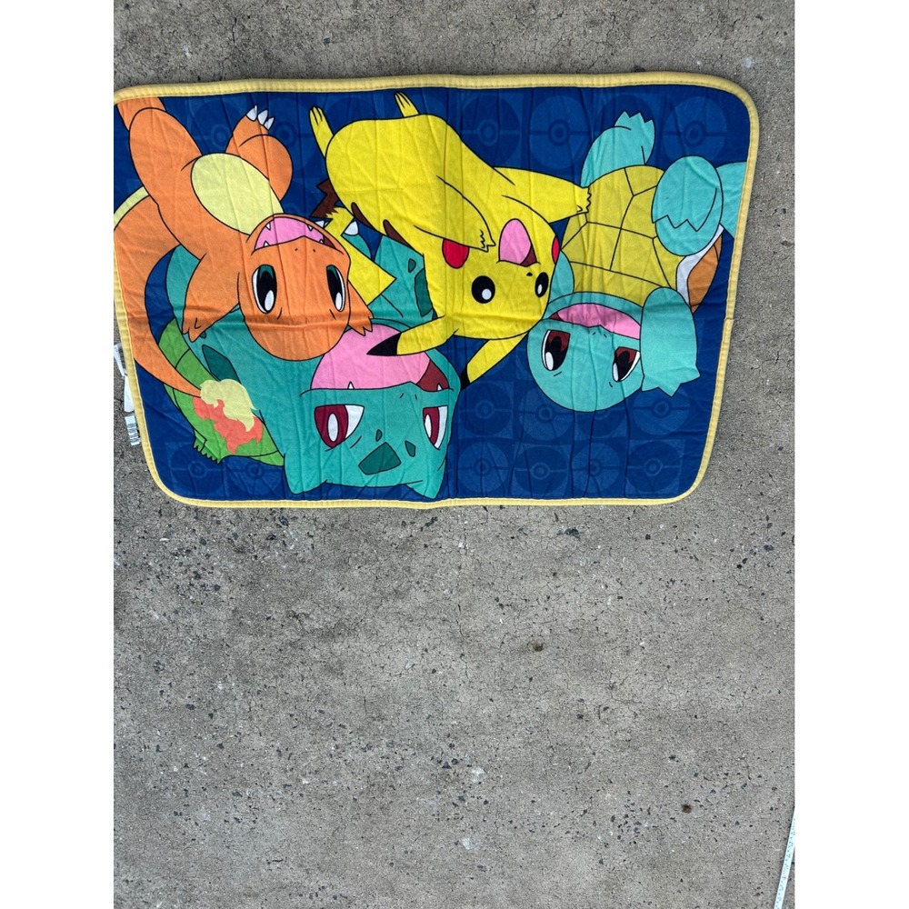 Pokemon Accent Rug 27x19 Blue Pikachu Squirtle Bulbasaur Charmander Kids Decor